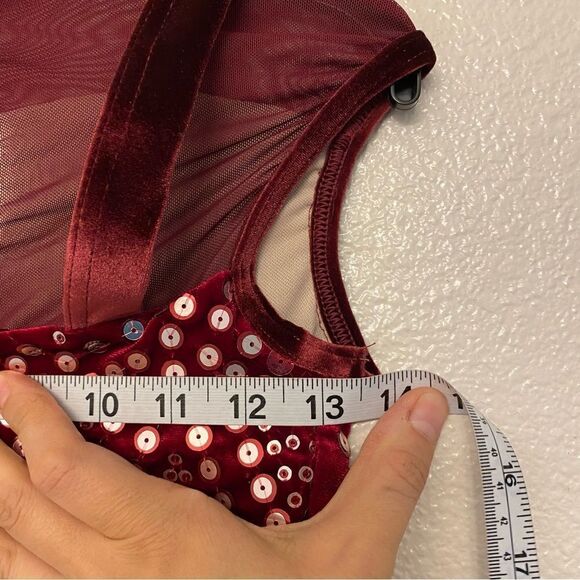 Weissman dance costume burgundy red sequin velvet Dream Glow 14684 LC, SC - Picture 6 of 12